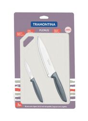 Tramontina 3-Piece Plenus Meat and Vegetable Cutlery Set, Grey/White