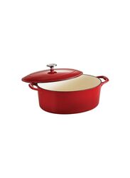 Tramontina 7 Qt Enamelled Series 1000 Cast Iron Covered Oval Dutch Oven, Red