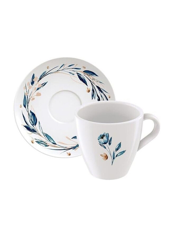

Tramontina 200ml Ana Flor Decorated Porcelain Tea Cup and Saucer Set, White