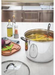 Tramontina 30cm Stainless Steel Round Stock Pot with Glass Lid, 15.40 Litres, Silver