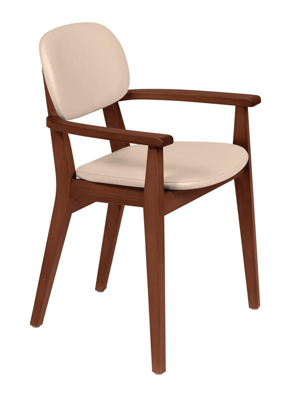 

Tramontina London Chair With Arms in Brazilian Tauari Wood With Upholstery, Almond/Beige