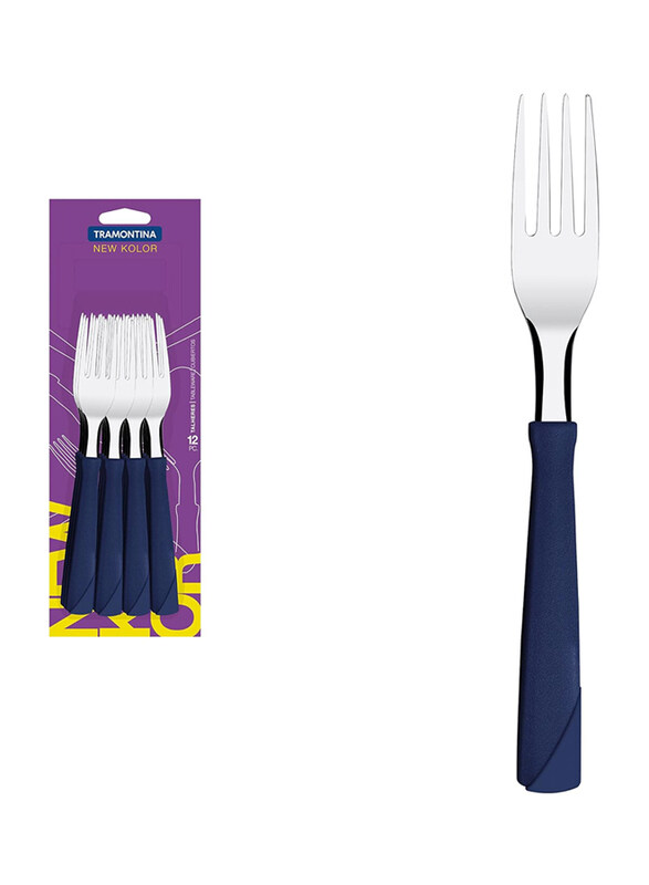 

Tramontina 12-Piece New Kolor Stainless Steel & Polypropylene Handle Table Forks Set, 23162910, Blue