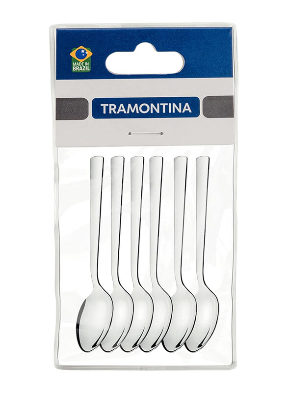 

Tramontina Oslo 6-Piece Stainless Steel Coffee Spoon Set with High Gloss Finish, 63985086, Silver