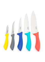 Tramontina 5-Piece Stainless Steel Afilata Knives Set, Silver/Blue/Red