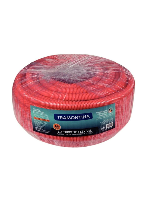 

Tramontina Light Flexible Corrugated Cable Conduit Pipe Tube, 1/2 Inch x 50 Meter, 57505001, Red