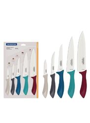Tramontina 5-Piece High Carbon Stainless Steel Blades Kitchen Knives Set with Easy Grip, Multicolour