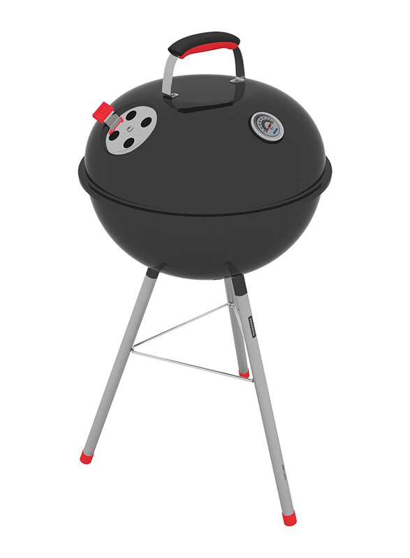 

Tramontina Charcoal Grill with Enamelled Steel Lid, Thermometer, Stainless Steel Grate and Utensils, TCP 450L, Black