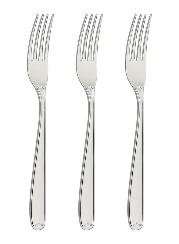 

Tramontina Copacabana 3-Piece Stainless Steel Table Fork Set with Gloss Finish and Detailing on the Handles, 66901025, Silver