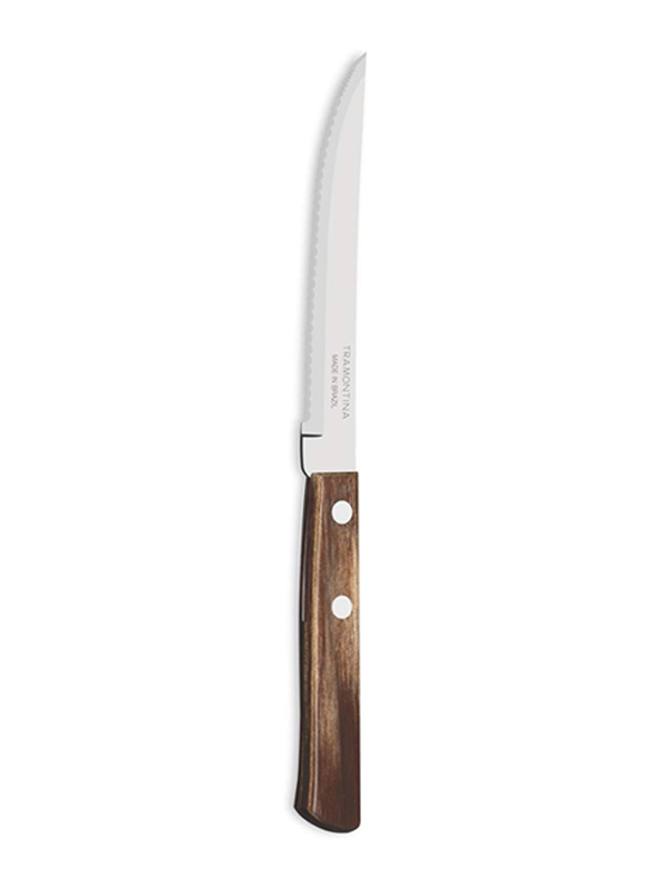 

Tramontina 5-Inch Polywood Steak Knife with Stainless Steel Blade Micro Serrated Edge and Dishwasher Safe Treated Handle, 21172995, Brown