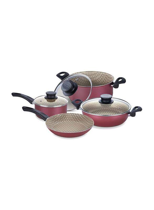 Tramontina 7-Piece Cookware Set, Red/Black/Brown