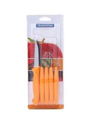 Tramontina 3-inch Diamant Stainless Steel Paring Knife Set, 6 Pieces, Orange/Silver