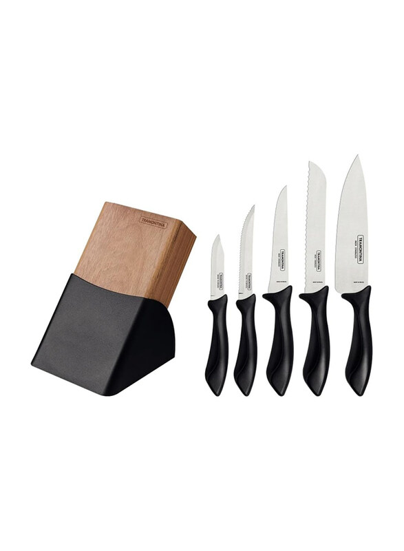 

Tramontina Affilata 6-Piece Stainless Steel Knife Set with Polypropylene Handle, 23699057, Black/Silver