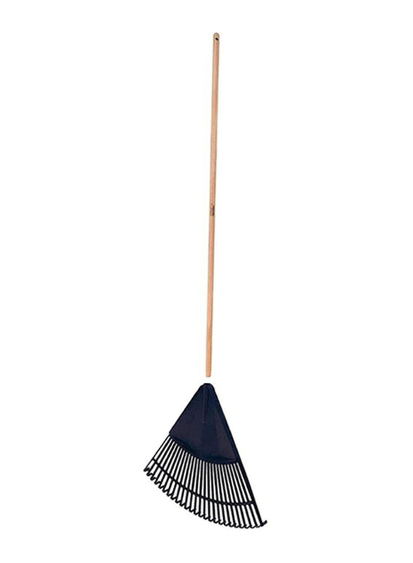 

Tramontina 26 Teeth Polypropylene Garden Leaf Rake with 120cm Varnished-Finish and Wood Handle, Black/Beige