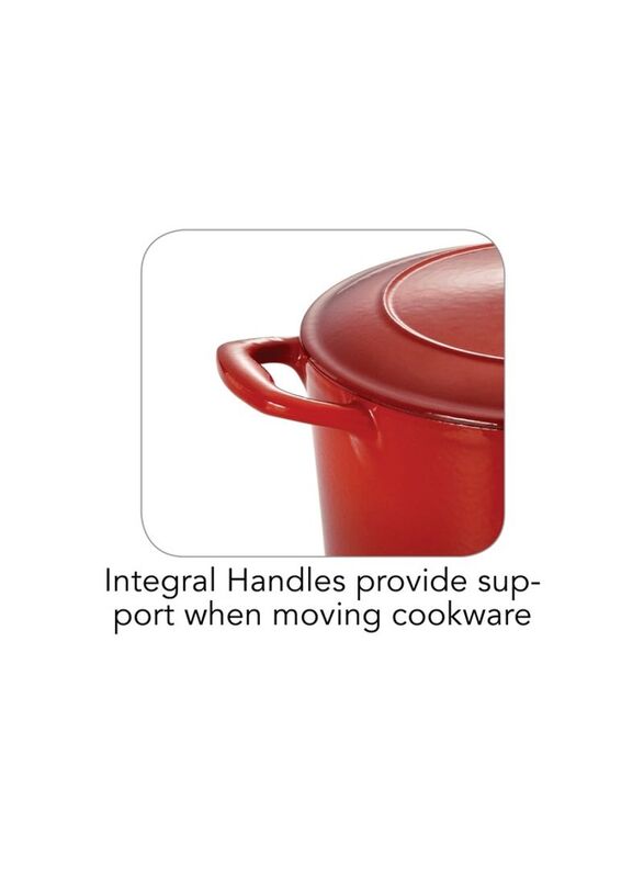 Tramontina 3.5qt Enamelled Cast-Iron Round Dutch Oven, Red