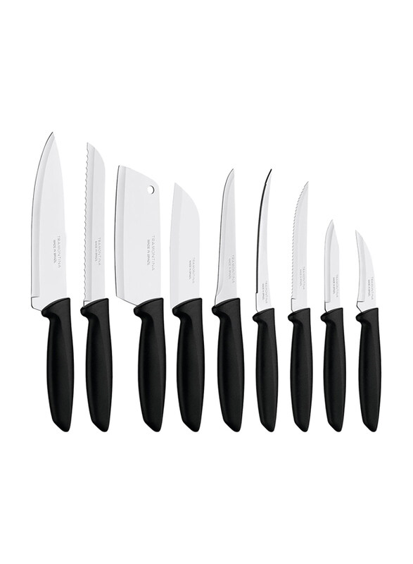 

Tramontina 9-Piece Professional Sharp Silver Tool Knife with Stainless Steel Blade Cutlery Set with Handle for Kitchen Chef, 23498050, Silver/Black