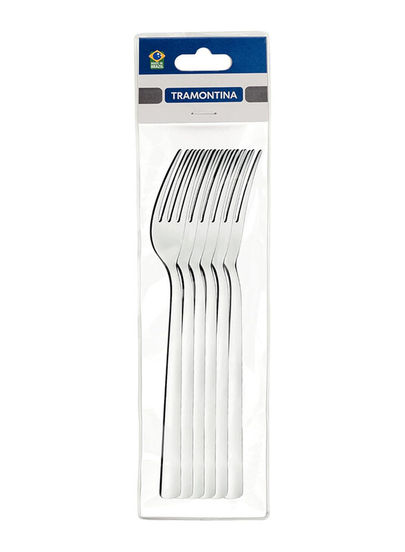 

Tramontina Oslo 6-Piece Stainless Steel Table Fork Set with High Gloss Finish, 63985026, Silver