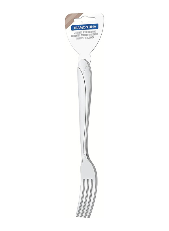 

Tramontina Aurora 3-Piece Stainless Steel Table Fork Set with Gloss Finish and Detailing on the Handles, 66907025, Silver