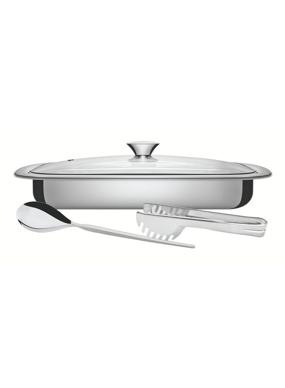 Tramontina 4-Piece Stainless Steel Serving Set with Glass Lid, 34cm, Silver