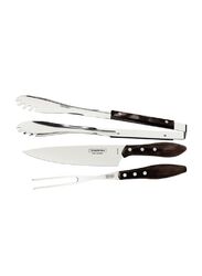 Tramontina 3-Piece Stainless Steel Bbq Utensil Set with Polywood Handles, Brown