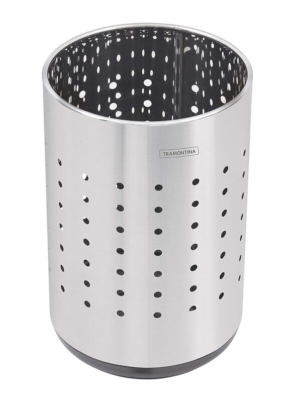 

Tramontina Sardenha Stainless Steel Paper Trash Bin with Polypropylene Base, 10 Liter, Silver