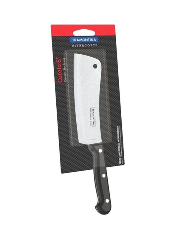 Tramontina 6-inch Stainless Steel Cleaver, Silver/Black