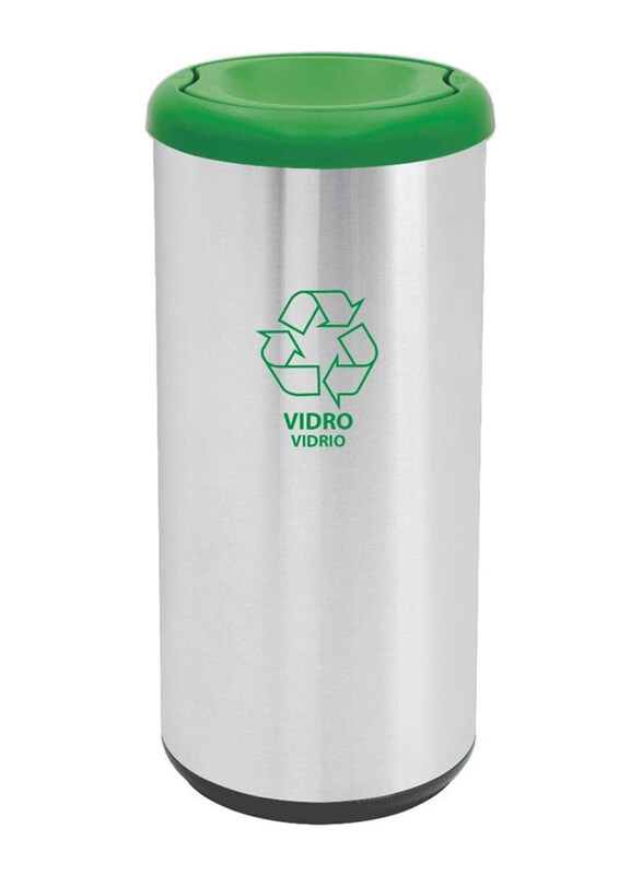 

Tramontina Piemonte Stainless Steel Swing Trash Bin with Polypropylene Lid, 40 Liter, Green/Grey