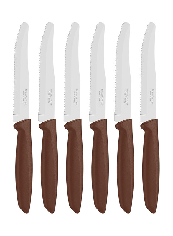 

Tramontina 6-Piece Stainless Steel Fruit Knife Set with Polypropylene Handles, 23498455, Silver/Brown