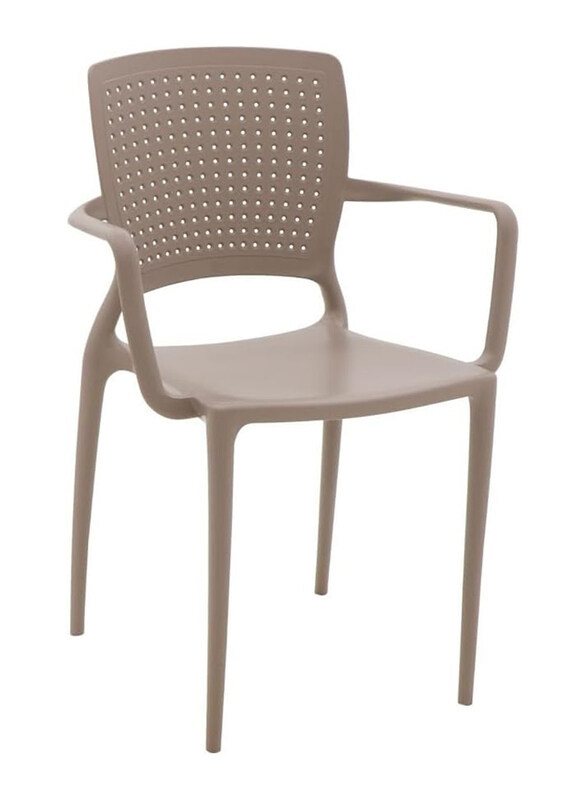 

Tramontina Safira Polypropylene & Fiberglass Chair with Armrests, Taupe