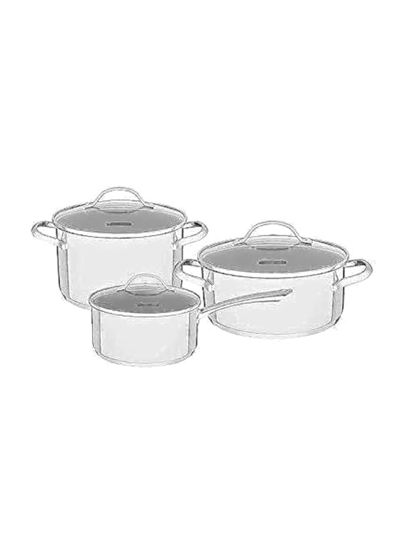 

Tramontina Una 6-Piece Stainless Steel Round Cookware Set with Tri-Ply Bottom, 01249865280300, Silver