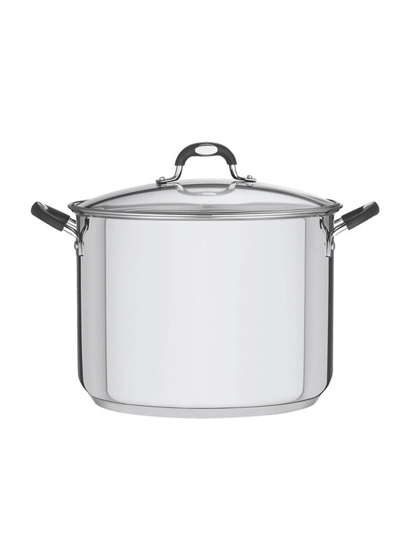 

Tramontina 30cm 15.4L Stainless Steel Round Stock Pot with Tri-Ply Bottom, 62505308, Silver