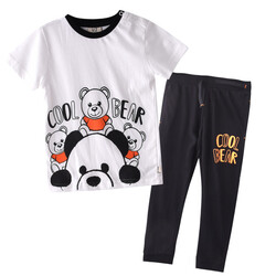 Infant Boys 2 piece Set Clothes Soft & Breathable (3-24 Months): White and Black, T-Shirts & Joggers, Outfits Sets (100% Cotton) - victor and jane