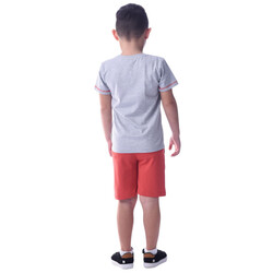 Victor & Jane Boys' Comfortable 2-Piece T-Shirt & Shorts Set (2-8 Years) - Grey & Rust, 100% Cotton