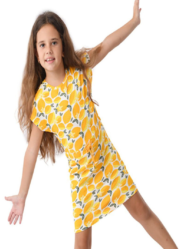 

Urbasy Printed Round Neck Summer Dress for Girls, 6-7 Years, Lemon Yellow