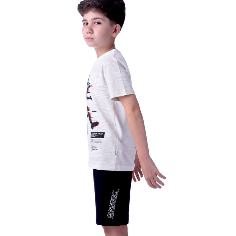 2 Piece Set for Senior Boys' T-Shirt & Shorts Sets 8-14 Years- Black and White colour Comfortable Fit 100 % percent Cotton - victor and jane