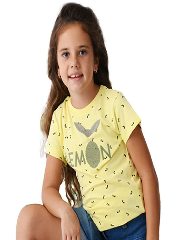 

Urbasy Printed Round Neck Fashion T-shirt for Girls, 2-3 Years, Yellow