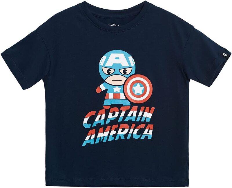 

The Souled Store Official Captain America: Chibi Printed Oversized T-Shirt for Boys, 5 - 6 Years, Dark Blue