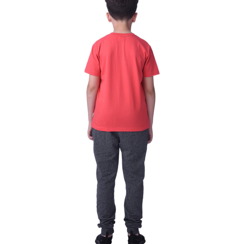 2 Piece Set for Senior Boys' T-Shirt & Joggers Sets 8-14 Years- Coral and Black Grindle colour Comfortable Fit 100 % percent Cotton -victor and jane