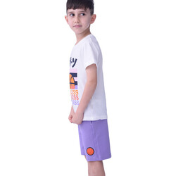 Kids Boys 2 piece Set T-Shirts & Shorts (2-8 Years): White and Lilac colour, Outfits Sets (100% Cotton)