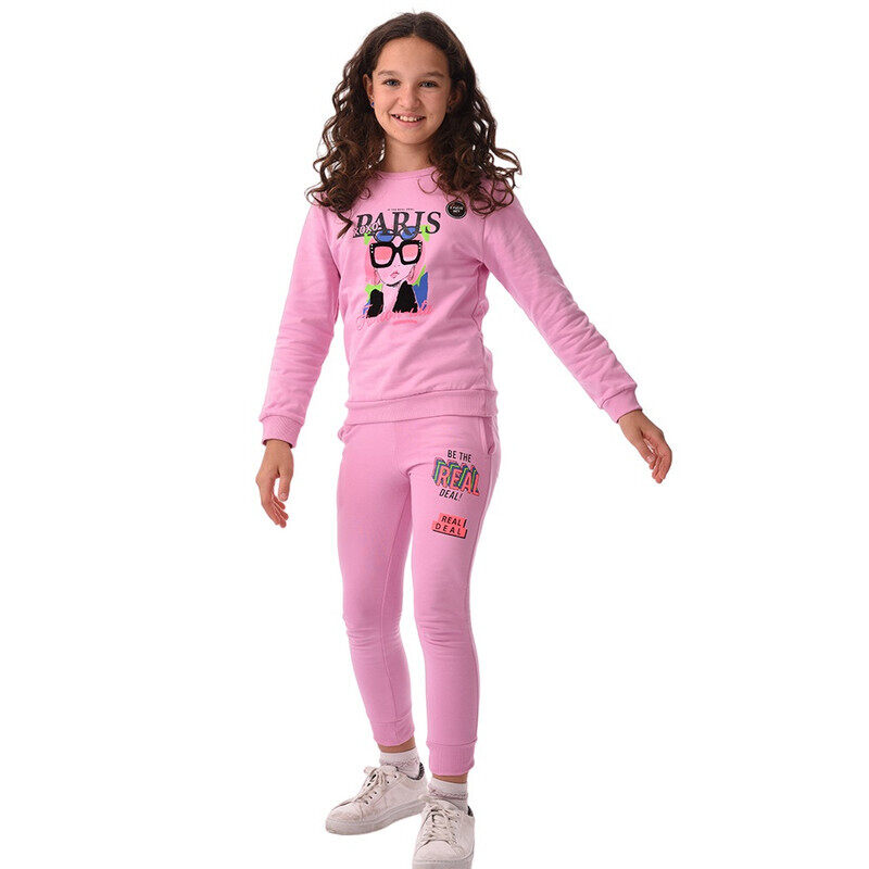 

Urbasy Kids 100% Cotton Full Sleeves Sweatshirt with Joggers Set - PINK