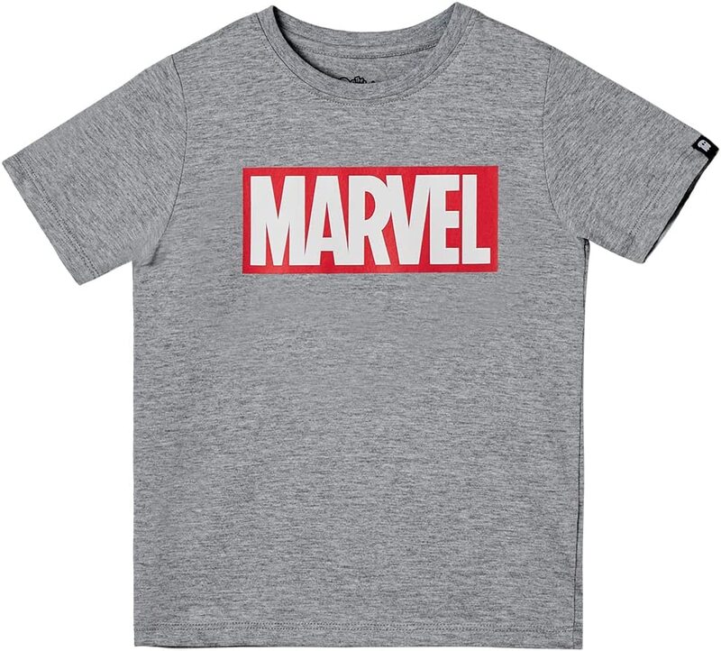 The Souled Store Official Marvel: Earth's Mightiest Heroes Graphic Printed T-Shirt for Boys, 5 - 6 Years, Grey
