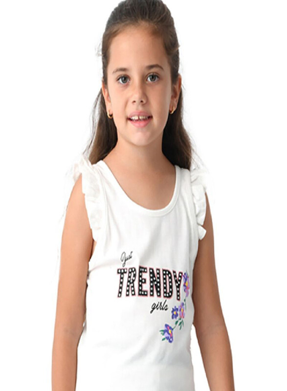 

Urbasy Round Neck Fashion Top for Kids Girls, 8-9 Years, White