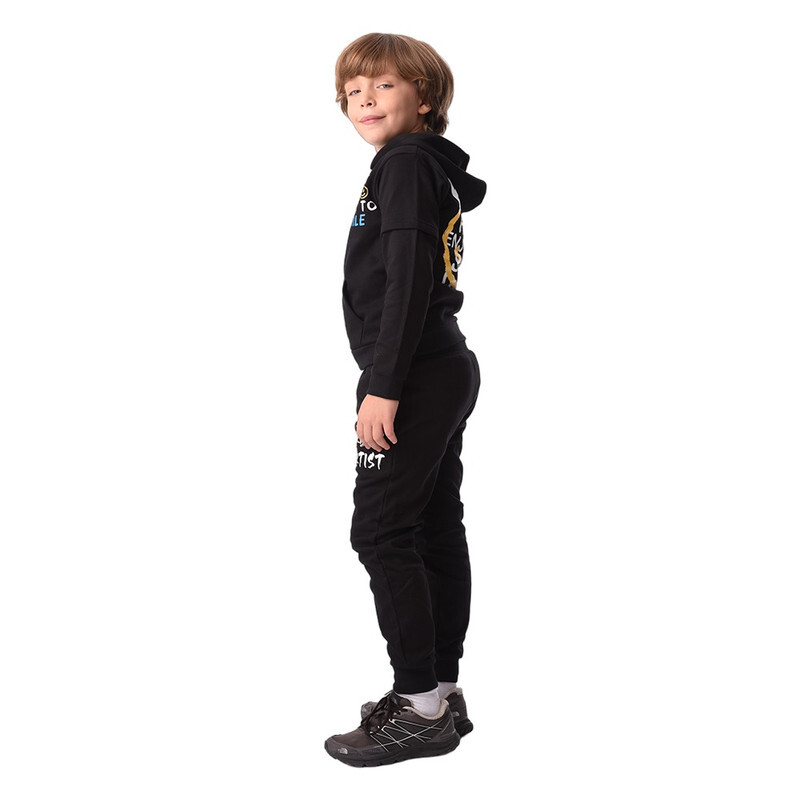 URBASY Kids 100% Cotton, Zip Thru Hooded Jogger Set - BLACK