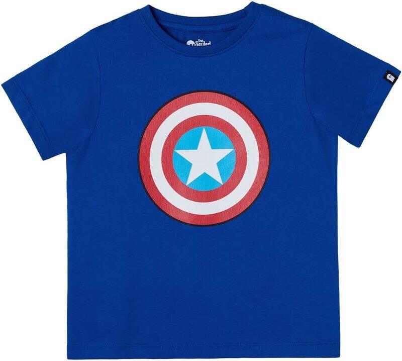 

The Souled Store Official Marvel: Captain America Shield Printed T-Shirt for Boys, 5 - 6 Years, Blue