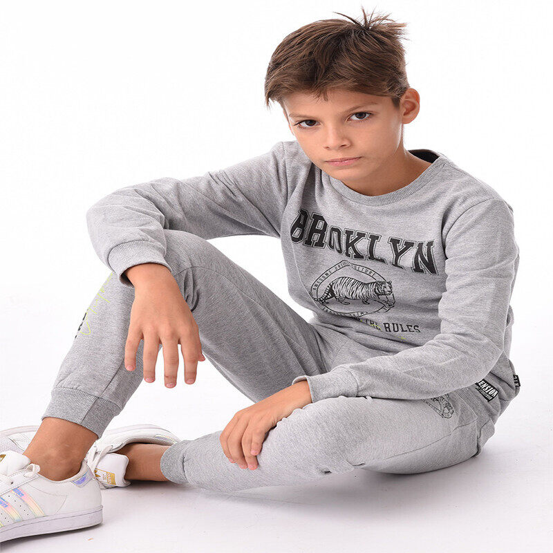 

Urbasy Kids 100% Cotton Full Sleeves Sweatshirt with Joggers Set - GREY