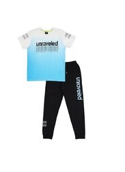 Urbasy Boys/Teens ombre Printed round neck T-shirt with black jogger pant set