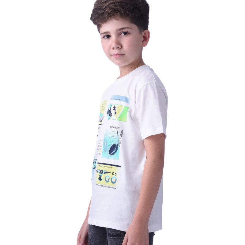 Boys' T-Shirt 8-14 Years-ivory colour Comfortable Fit 100 % percent Cotton- victor and jane