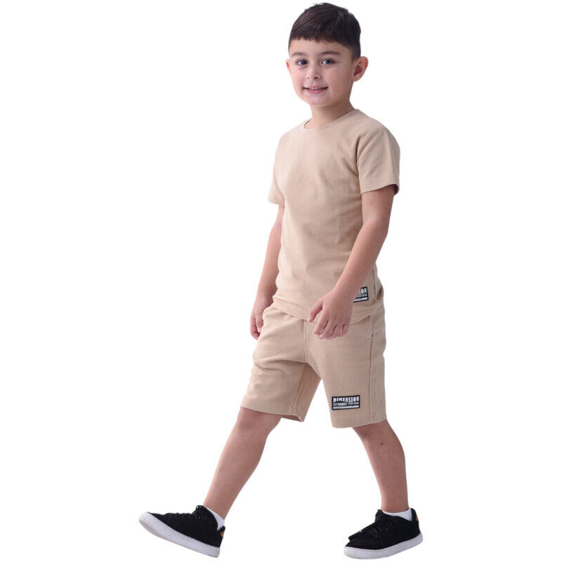 

Victor And Jane Victor & Jane Boys' Comfortable 2-Piece T-Shirt & Shorts Set (2-8 Years)- Beige, 100% Cotton