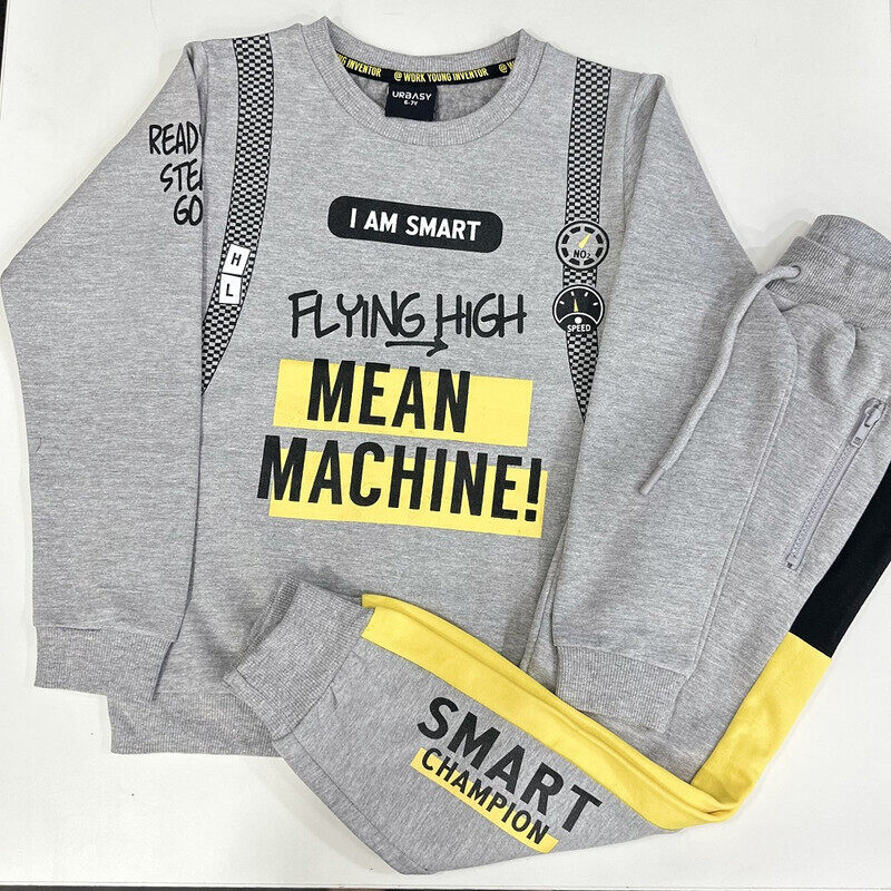 

URBASY Kids 100% Cotton Sweatshirt and Joggers Set - GREY
