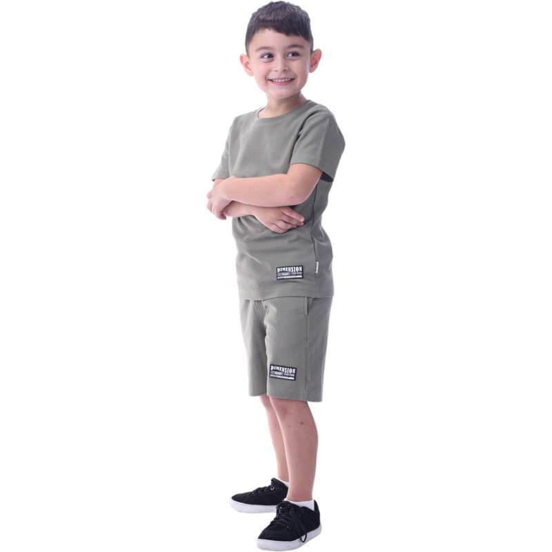 Victor & Jane Boys' Comfortable 2-Piece T-Shirt & Shorts Set (2-8 Years)- Olive, 100% Cotton