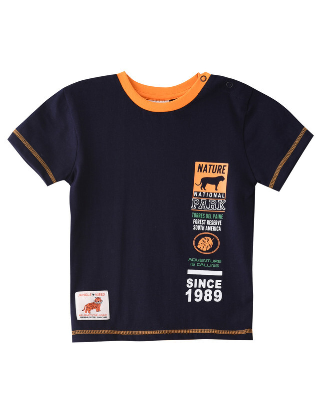Infant Boys 2 piece Set Clothes Soft & Breathable (3-24 Months): Navy Blue and Bright Orange, T-Shirts & Shorts, Outfits Sets (100% Cotton) - victor and jane